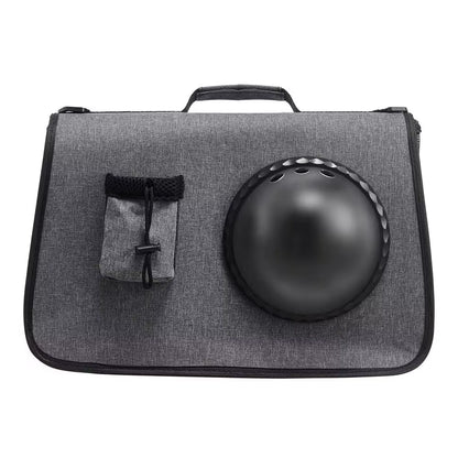 Grey Oxford Travel Pet Carrier Shoulder Bag with Visual Window